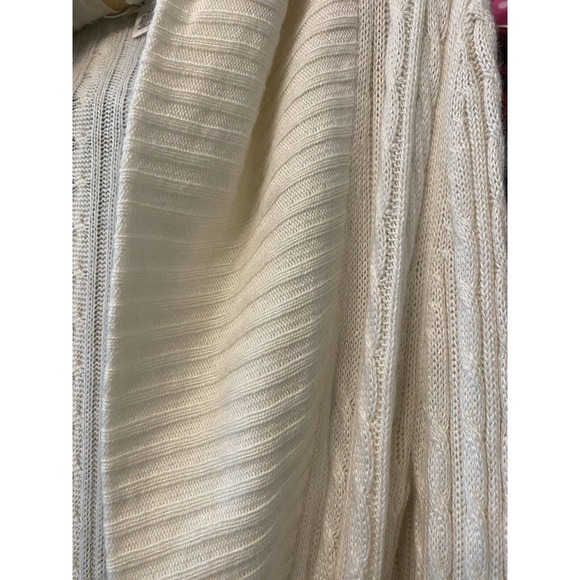 Ann Taylor Cashmere Collared Wrap Robe Cable Knit w/ Belt Tie Lounge Sz XS Ivory - Picture 3 of 7